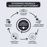 Illustration showcasing enterprise feedback management software tools connecting customer, employee, and partner feedback for business growth